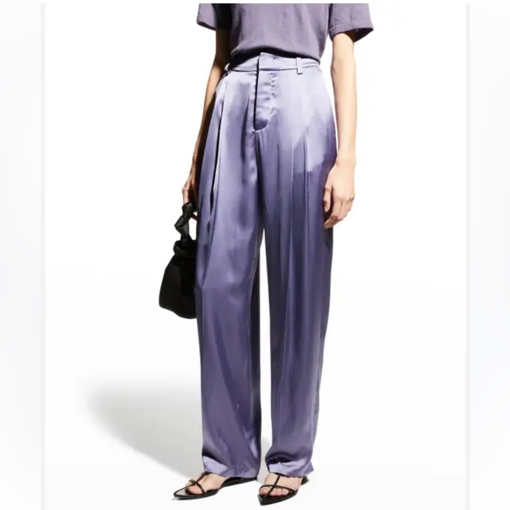 NWT Vince pleat front satin trousers 💜 Size 10 - Picture 2 of 12
